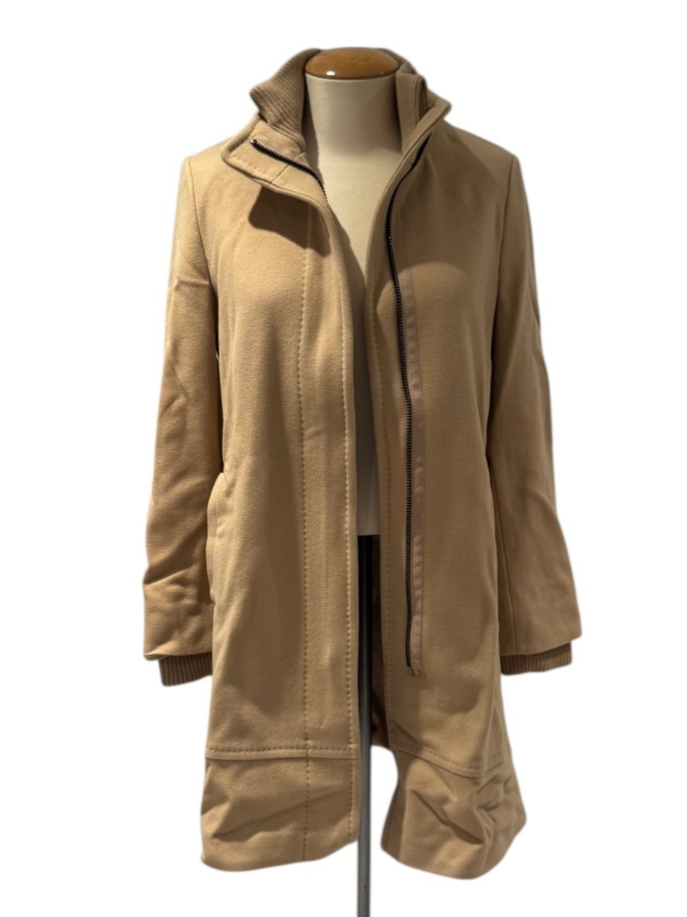 BANANA REPUBLIC X MARIO BELLUCCI tan wool mid-length coat - size XS